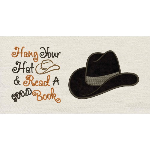 Cowboy Hat applique Hang Your Hat reading pillow Cowboy Hat applique Hang Your Hat reading pillow