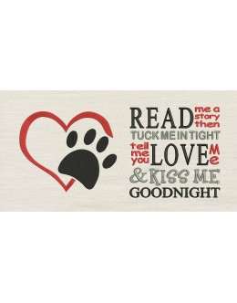 Dog Paw Heart read me a story reading pillow