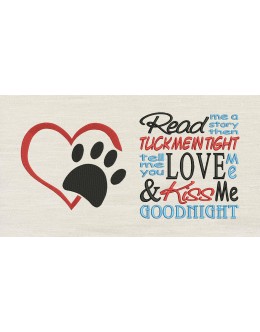 Dog Paw Heart read me a story reading pillow