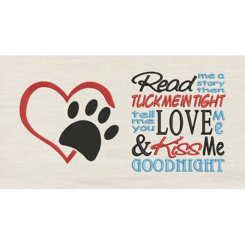 Dog Paw Heart read me a story reading pillow