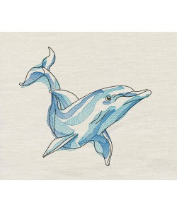 Dolphin art embroidery design
