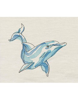 Dolphin art embroidery design