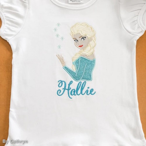 Elsa Frozen applique embroidery design