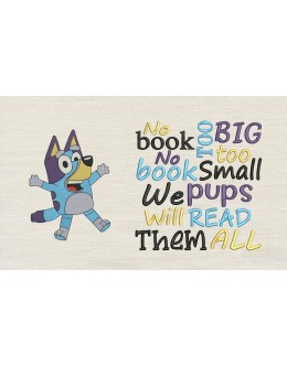 Bluey The Dog with No book too big Reading Pillow
