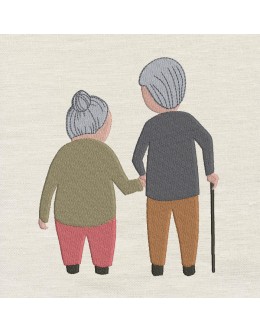 Old Couple embroidery design