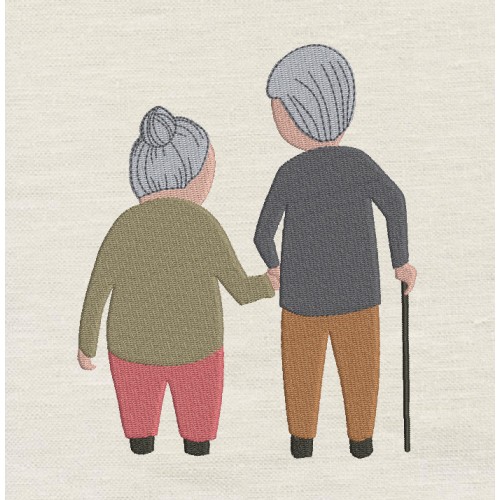 Old Couple embroidery design