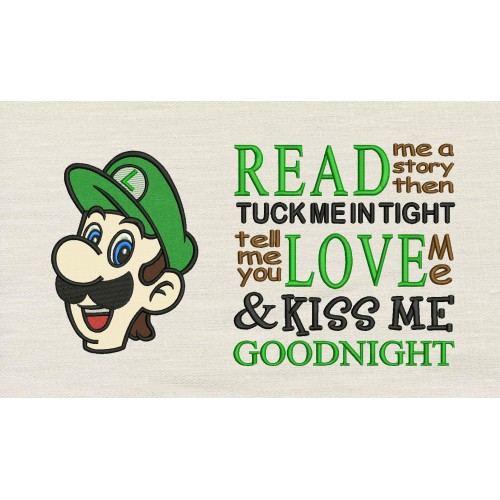 Luigi Face with read me a story reading pillow