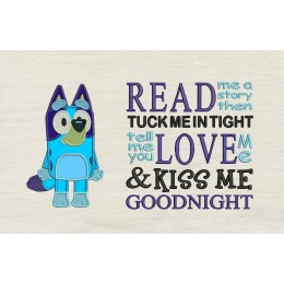 Bluey applique with Read me a story Reading Pillow