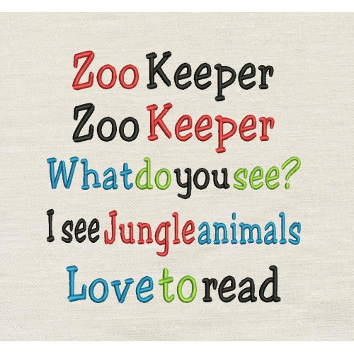 Zoo Keeper embroidery design