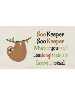 Sloth with Zoo Keeper Reading Pillow