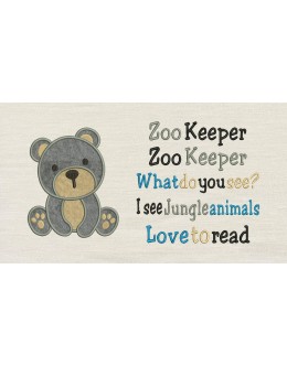 Baby bear with Zoo Keeper Reading Pillow