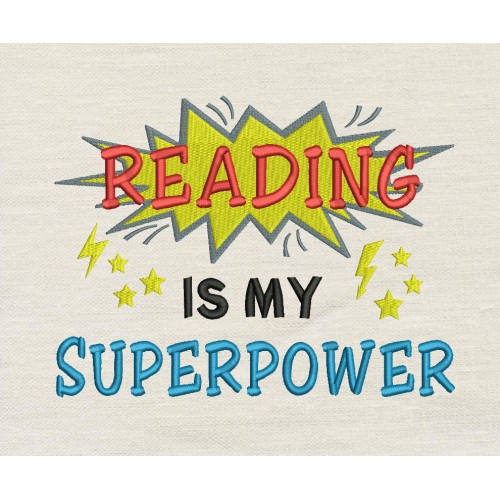 Reading is My Superpower embroidery design