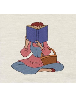 Belle reading embroidery design