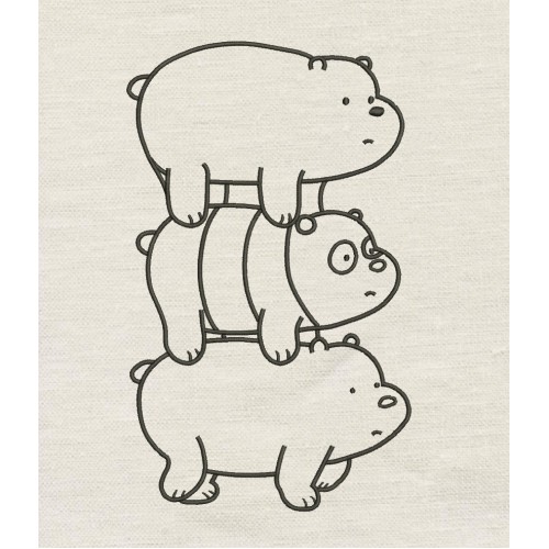 Three bears embroidery design