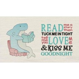 Shark reading with read me a story Reading Pillow
