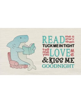 Shark reading with read me a story Reading Pillow