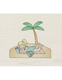 Beach and reading embroidery design