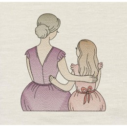 Mother and Daughter embroidery design