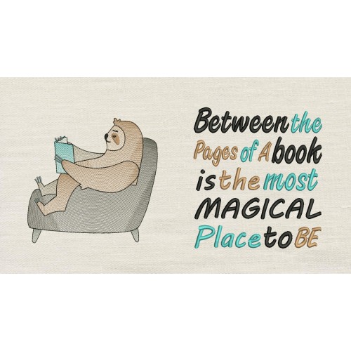 Sloth reading with Between the Pages Reading Pillow