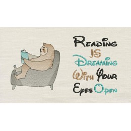 Sloth reading with reading is dreaming Reading Pillow