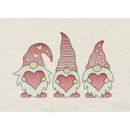 Gnome heart embroidery design