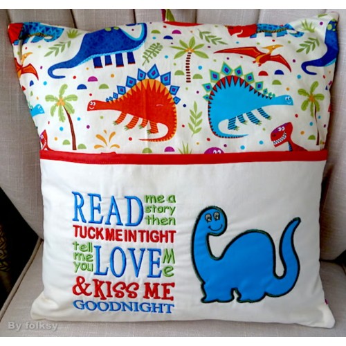 Dinosaur applique with read me a story Reading Pillow