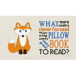 Fox applique Clever Fox reading pillow