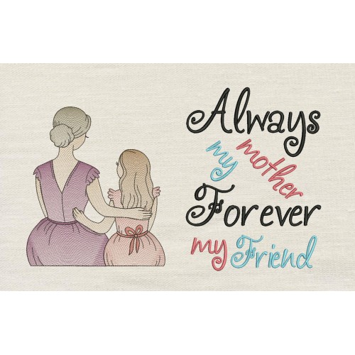 Mother and Daughter with Always My Mother reading pillow
