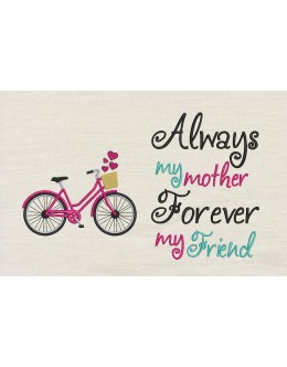 Bicycle with Always My Mother reading pillow