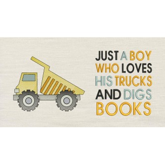 Dump truck with Just a Boy Reading Pillow