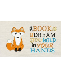 Fox applique a book is a dream reading pillow