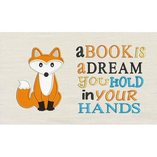 Fox applique a book is a dream reading pillow