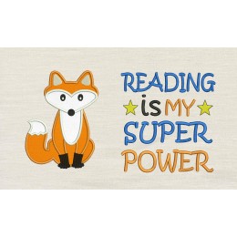 Fox applique Reading is My Superpower reading pillow