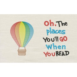 Air Balloon with oh the places Reading Pillow