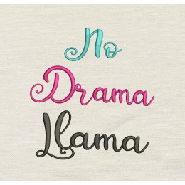 No drama llama embroidery design