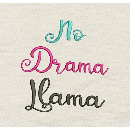 No drama llama embroidery design