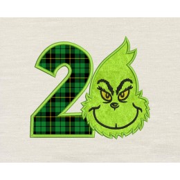 Grinch Birthday with number 2 embroidery design