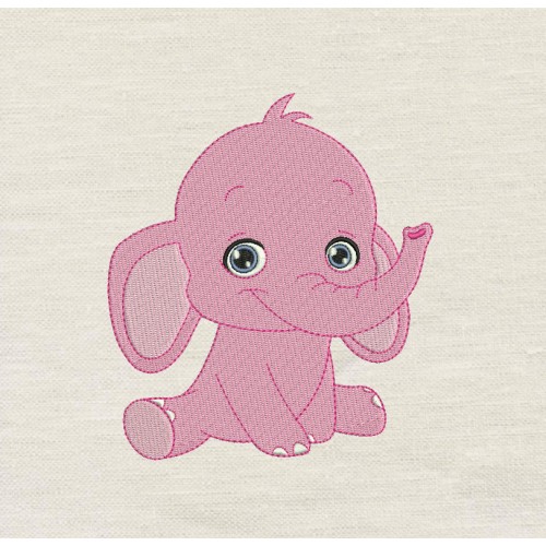 Baby elephant embroidery design