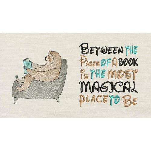 Sloth reading with Between the Pages Reading Pillow