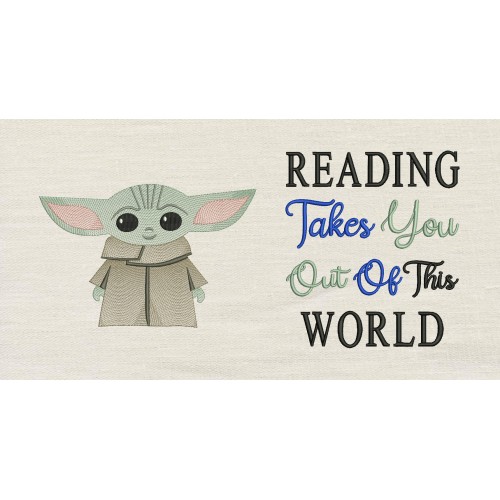 Baby yoda embroidery Reading Takes you Reading Pillow