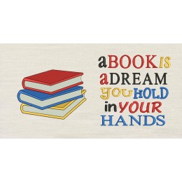 Three books with A book is a dream Reading Pillow