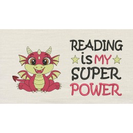 Baby Dragon with Reading is My Superpower Reading Pillow