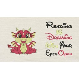 Baby Dragon with Reading is dreaming Reading Pillow