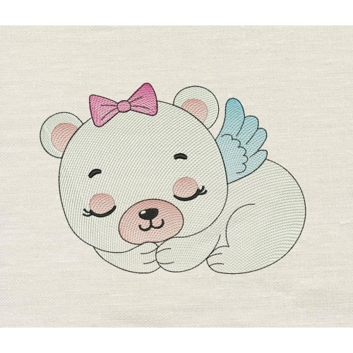 Baby bear girl embroidery design
