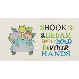 Safari animals car with A book is a dream Reading Pillow