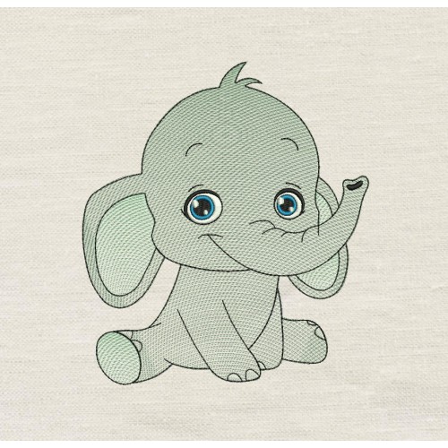 Baby elephant embroidery design