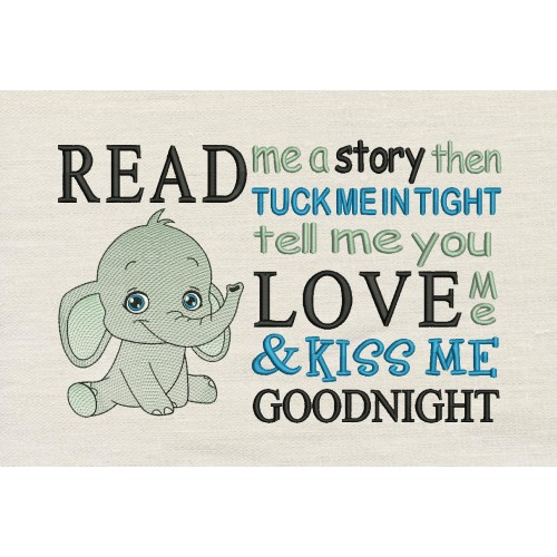 Elephant Read me story embroidery design
