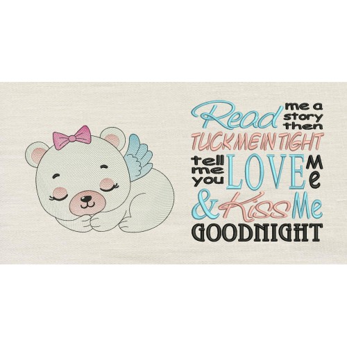 Baby Bear Girl with read me a story Reading Pillow