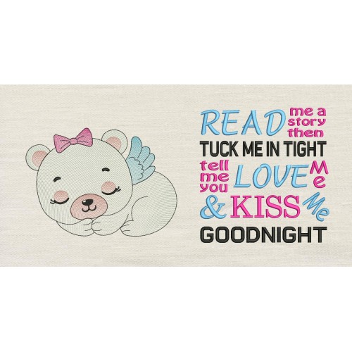 Baby Bear Girl with read me a story Reading Pillow