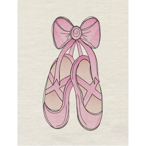 Ballet shoes embroidery design